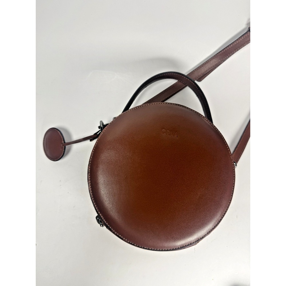 ORNA Circle Round Leather Crossbody Bag Brown "Tarumã 2.0" Brazilian Brand